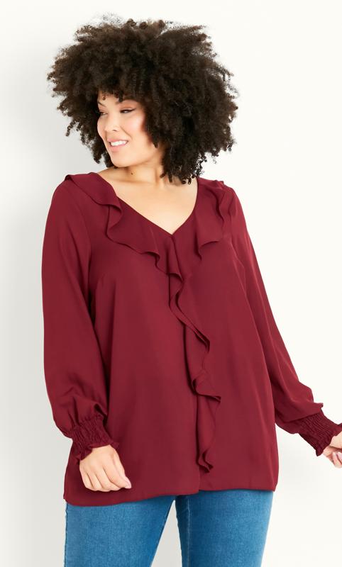 Frill Front Red Top 1