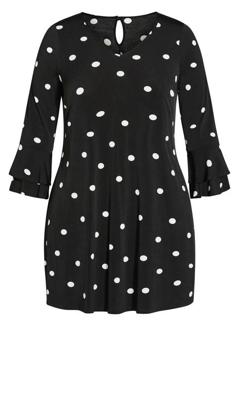 Frill Sleeve Black Print Dress 5