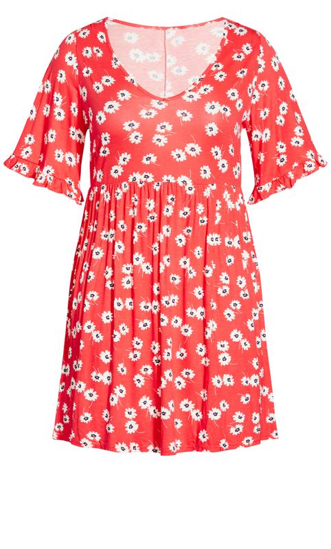 Frill Sleeve Red Print Dress 6