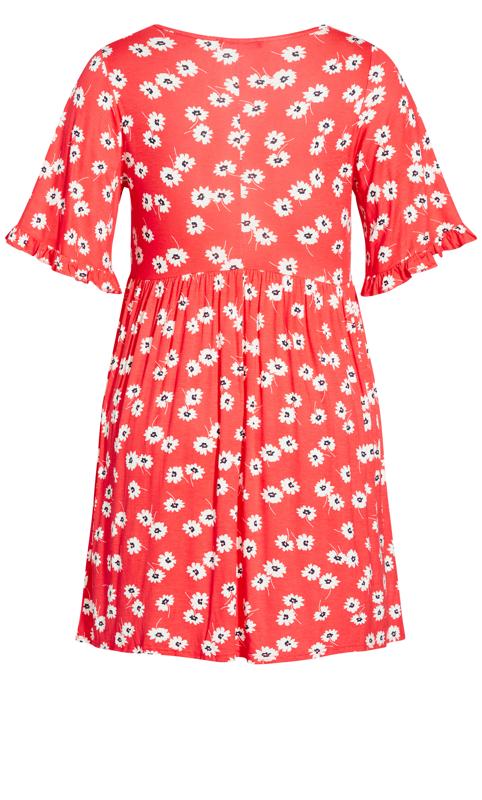 Frill Sleeve Red Print Dress 7