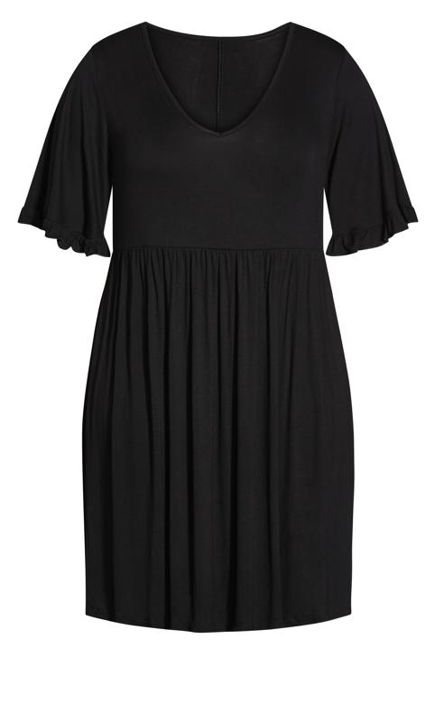 Plain Black Frill Sleeve Dress 3