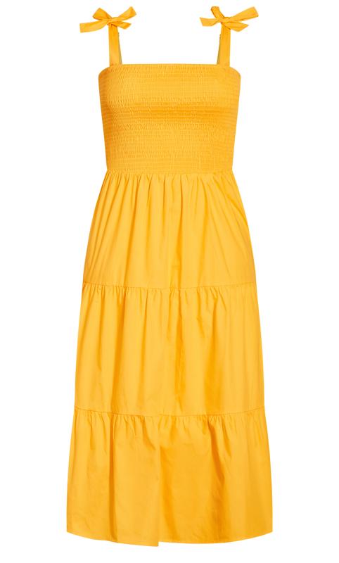 Evans Yellow Shirred Maxi Dress 4
