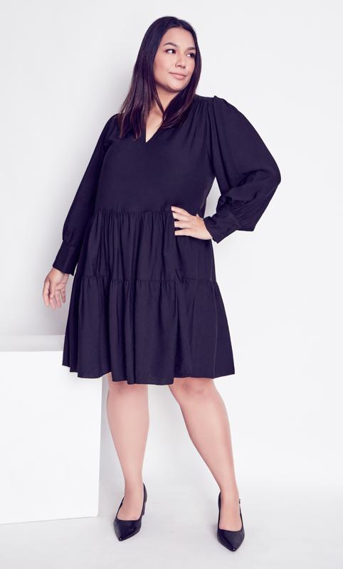 Plus Size  Arna York Black Tiered Midi Dress