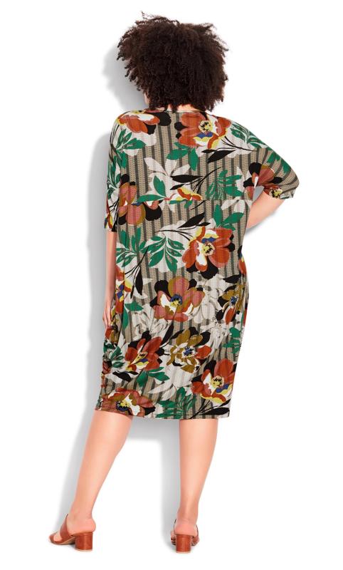 Avenue Brown Stripe & Floral Mixed Print Midi Dress 2