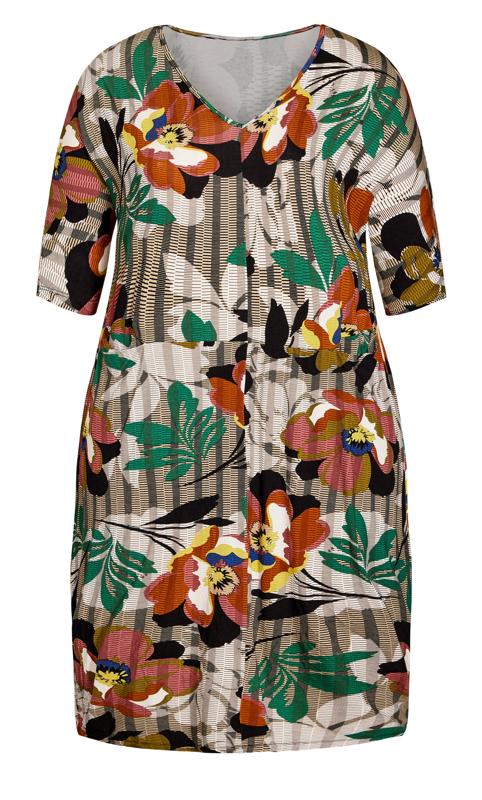 Avenue Brown Stripe & Floral Mixed Print Midi Dress 3