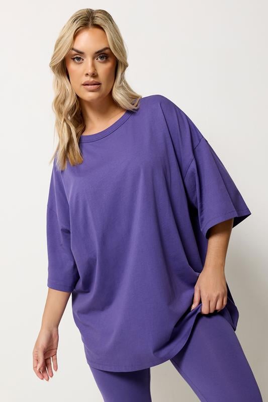  YOURS Curve Purple Boxy T-Shirt