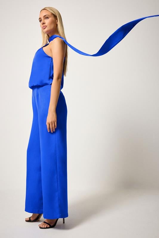  STAR Cobalt Blue Tie Neck Jumpsuit