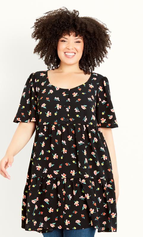 Floral Black Tiered Tunic 1