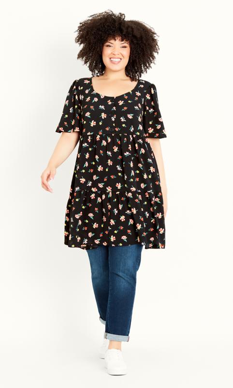 Floral Black Tiered Tunic 3