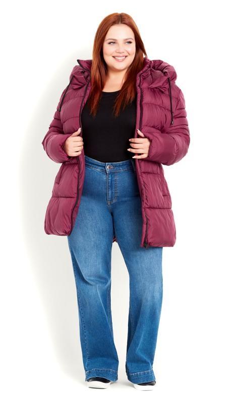 Evans Berry Red Padded Coat 5