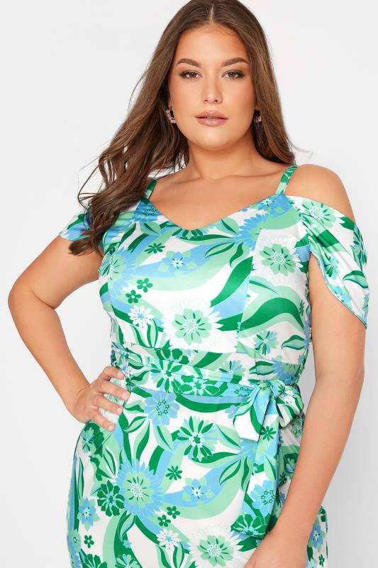 YOURS LONDON Plus Size Blue Retro Floral Maxi Dress | Yours Clothing 3