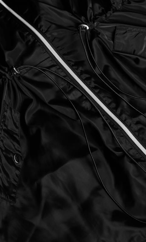 Evans Black Drawstring Hooded Raincoat | Evans 9