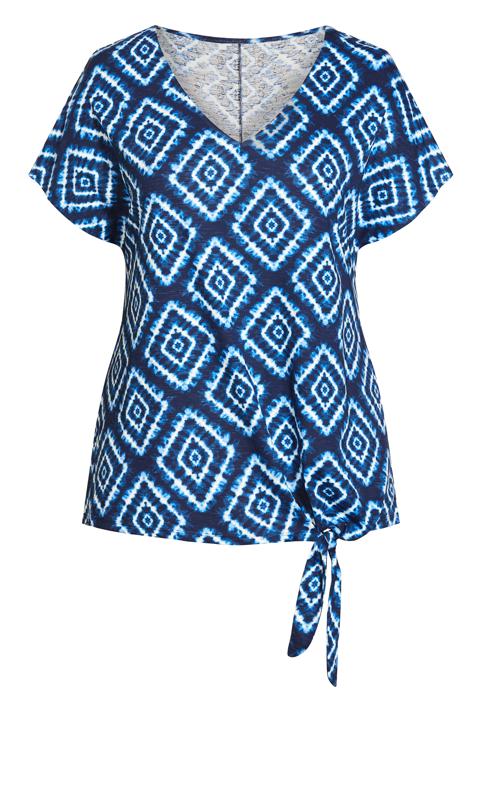 Evans Blue Aztec Print Tie Hem T-Shirt 5