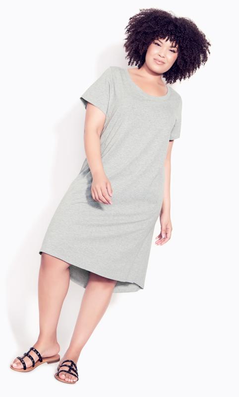Plus Size  Zim & Zoe Grey Pocket Detail T-Shirt Dress