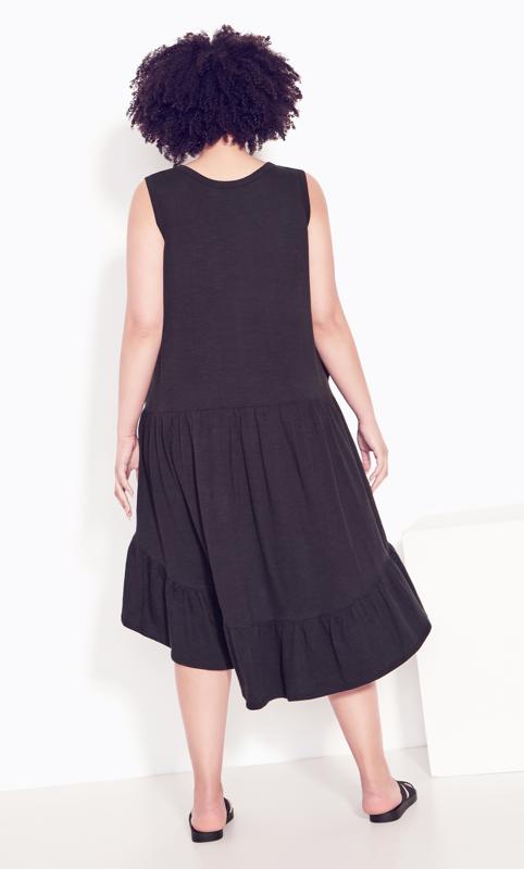 Evie Ruffle Sleeveless Black Plain Dress 4