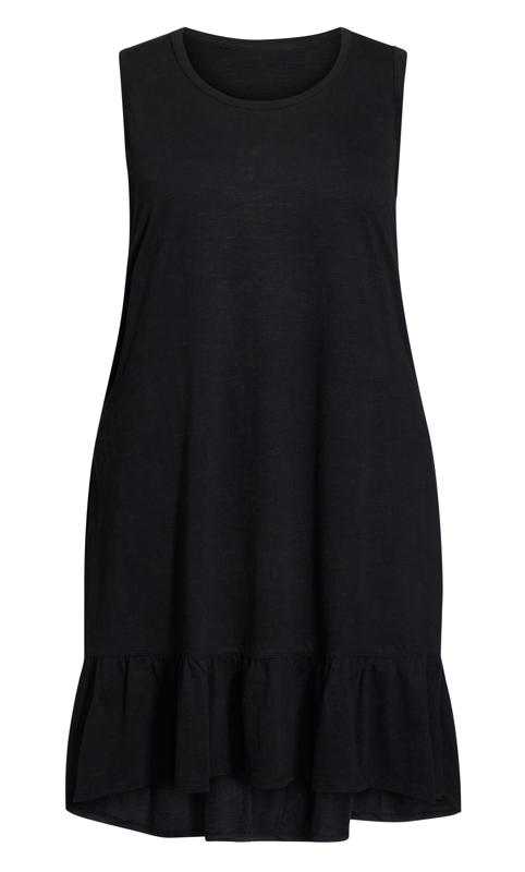 Evie Ruffle Sleeveless Black Plain Dress 5