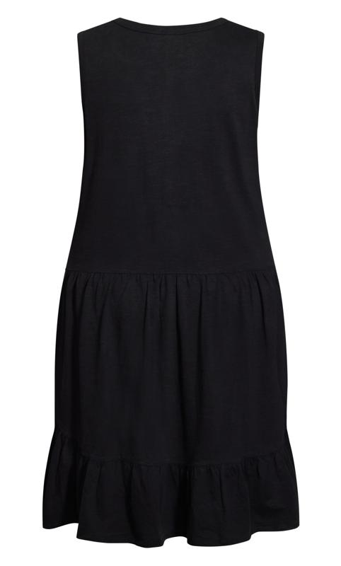 Evie Ruffle Sleeveless Black Plain Dress 6