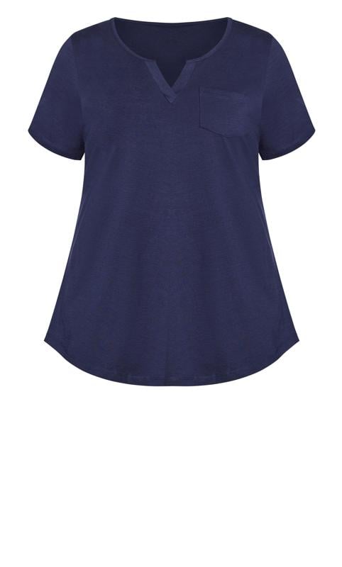 Evans Navy Blue Notch Neck T-Shirt 5