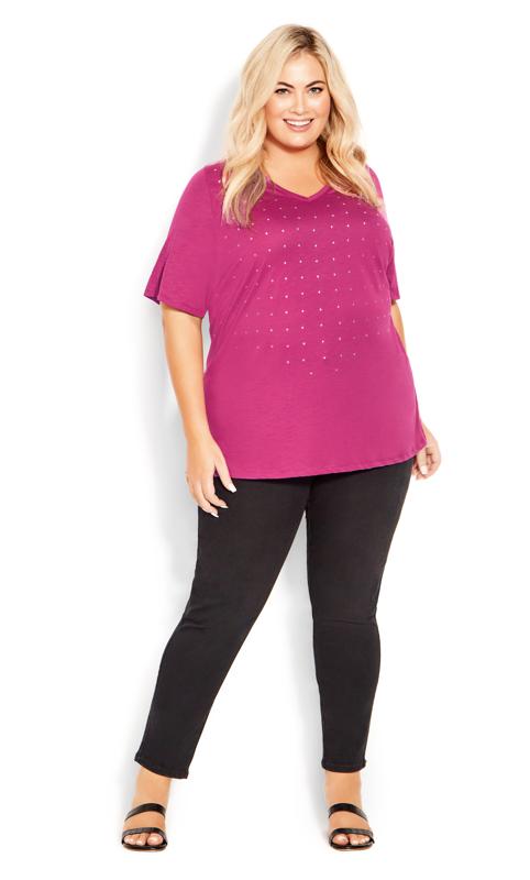 Plus Size  Avenue Pink Star Studded Top
