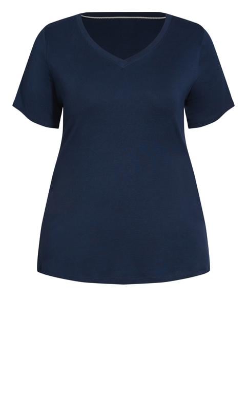 Evans Navy Blue V-Neck Essential T-Shirt 4