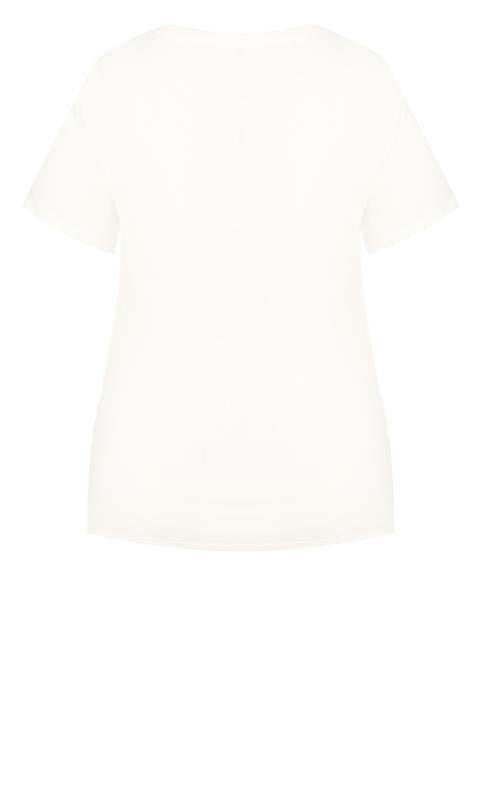 V Neck Short Sleeve White Essential Top | Evans 6