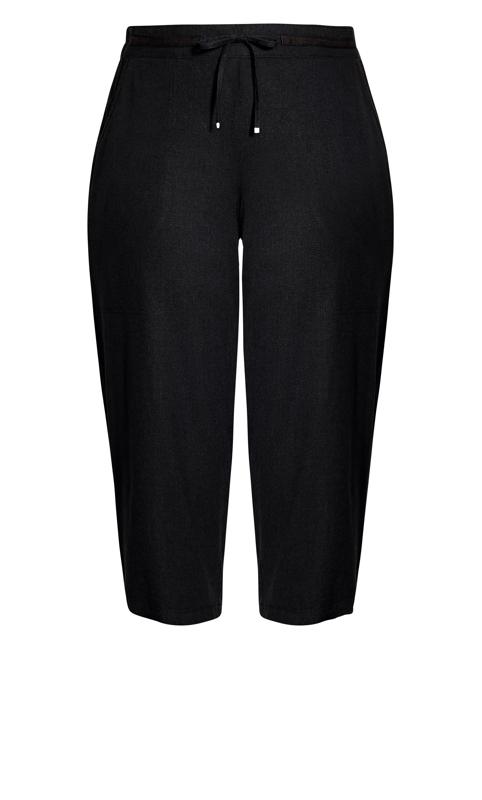Black Linen Blend Crop Trouser 5