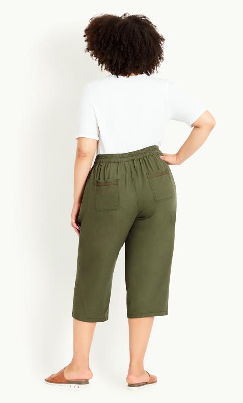 Khaki Linen Blend Crop Trouser 2