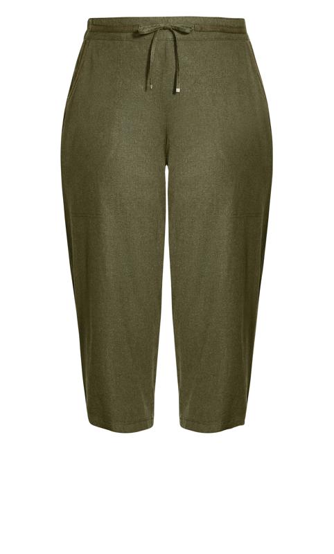 Khaki Linen Blend Crop Trouser 5