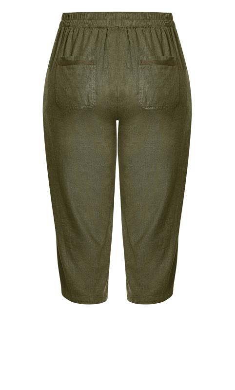 Khaki Linen Blend Crop Trouser 6
