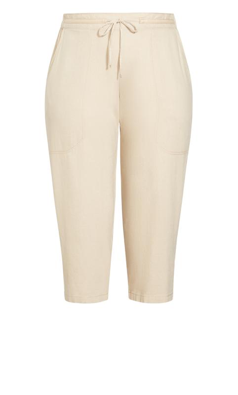 Stone Linen Blend Crop Trouser 5