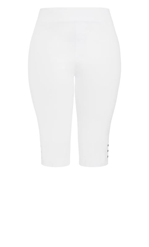 Evans White Cut Out Stud Cropped Leggings 8