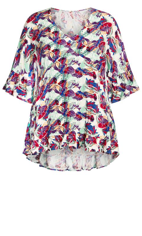 Evans White Abstract Print Blouse 6
