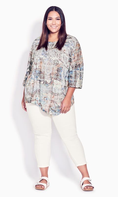 Point Front Navy Paisley Top 1