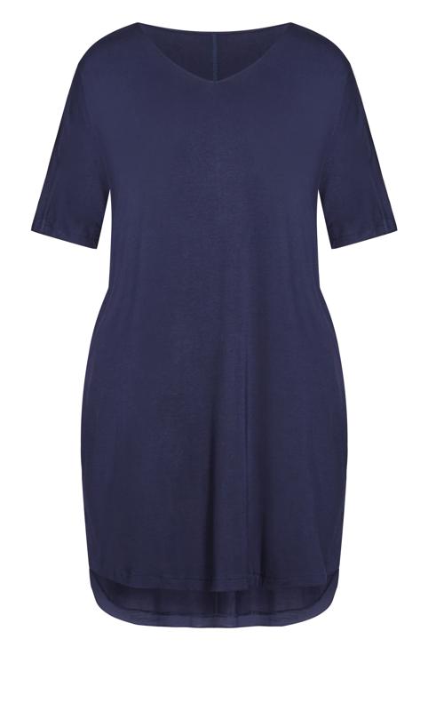 Evans Navy Knit Pocket Plain Dress 3