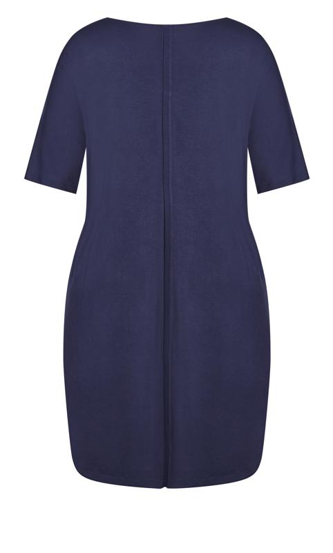 Evans Navy Knit Pocket Plain Dress 4