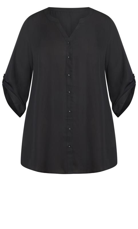 Evans Black Button Through Longline Shirt 5