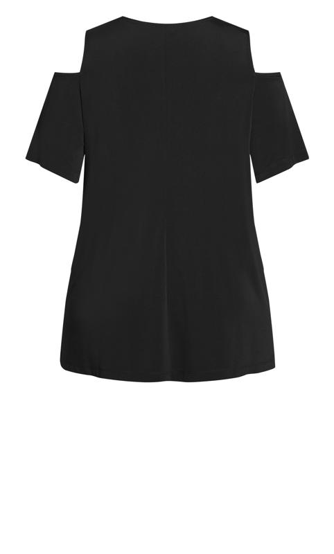 Evans Black Cut Out Cold Shoulder T-Shirt 6