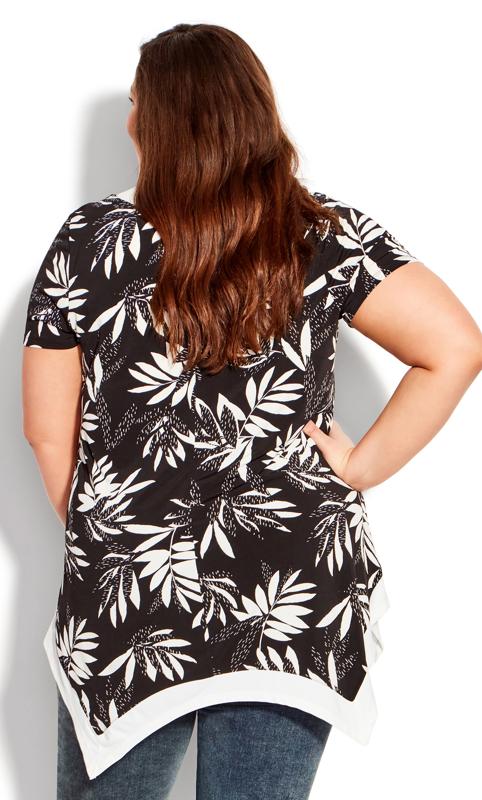 Evans Black Leaf Print Hanky Hem Top 3