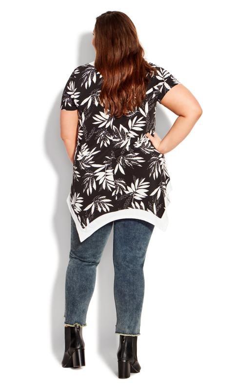 Evans Black Leaf Print Hanky Hem Top 4