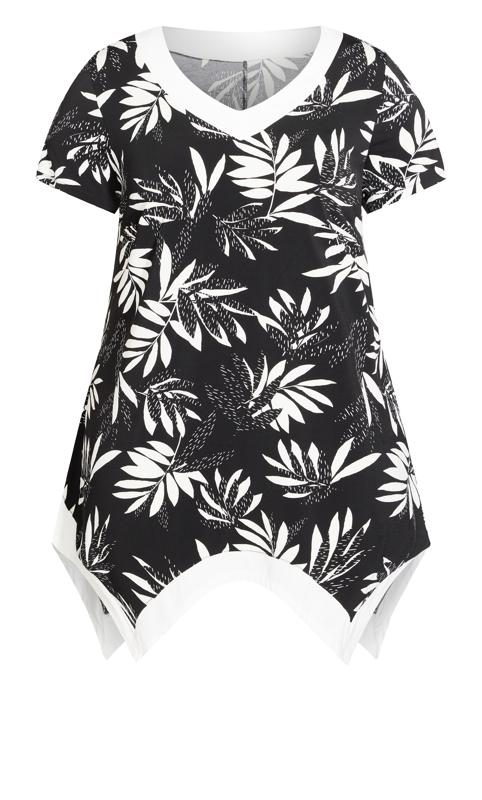 Evans Black Leaf Print Hanky Hem Top 5