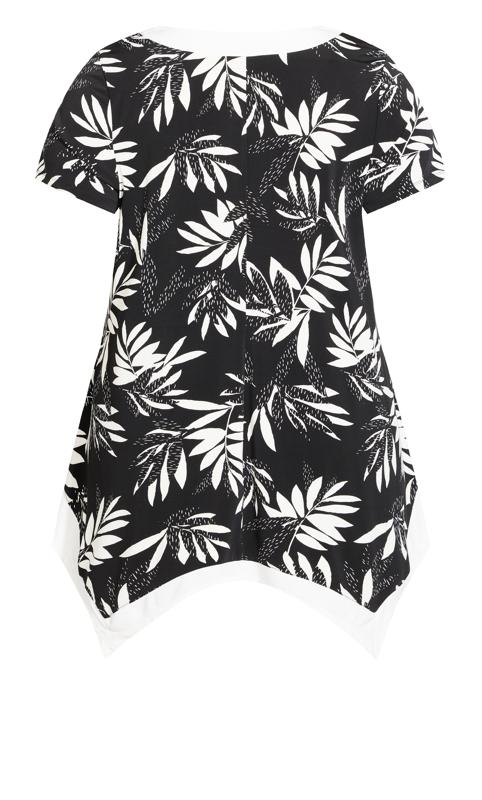 Evans Black Leaf Print Hanky Hem Top 6