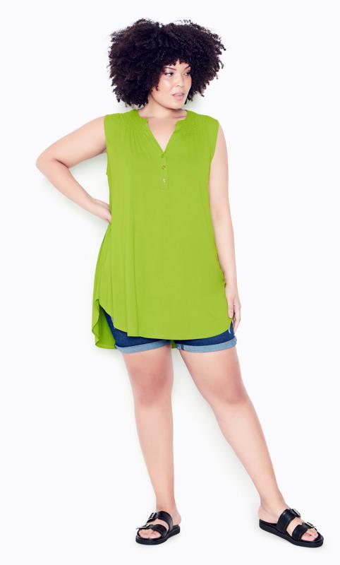 Avenue Lime Green Henley Tunic Top 3