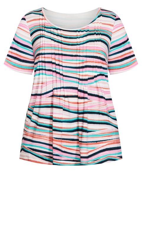 Evans Pink Knit Pleated Print Top 5