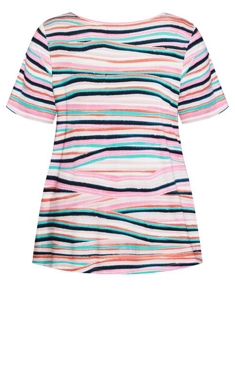 Evans Pink Knit Pleated Print Top 6