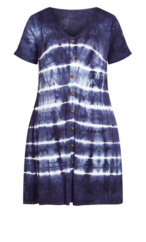 Tie Dye Button Blue Midi Dress 3