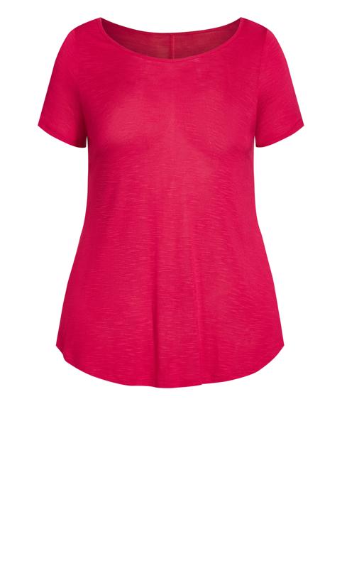 Evans Pink Slub Short Sleeve T-Shirt | Evans 5