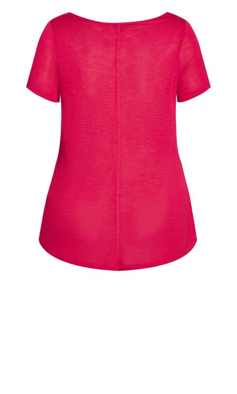 Evans Pink Slub Short Sleeve T-Shirt | Evans 6