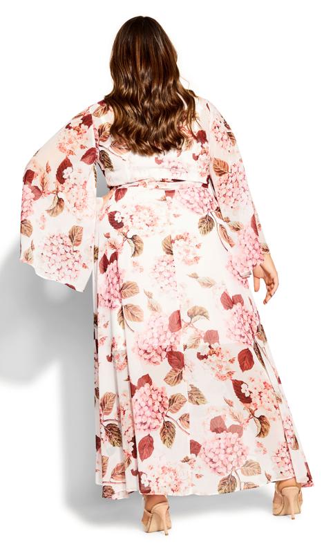 Fleetwood Print Ivory Orange Chiffon Maxi Dress 3