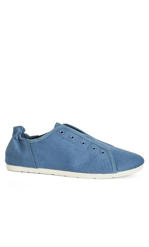 Chambray Wide Fit Canvas Plimsoll Sneaker 1