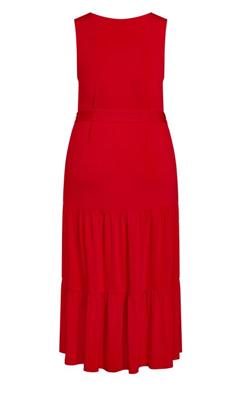 Tiered Plain Red Maxi Dress 4